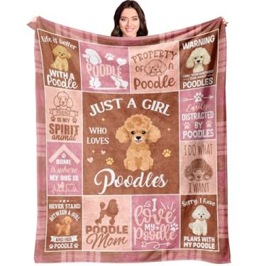 Imagem de VXDRZGT Presentes de poodle para mulheres - Cobertor Poodle 152 cm x 127 cm - Decoração temática de mãe Poodles Presentes para amantes de Poodles - Presente de decoração de aniversário de poodles para