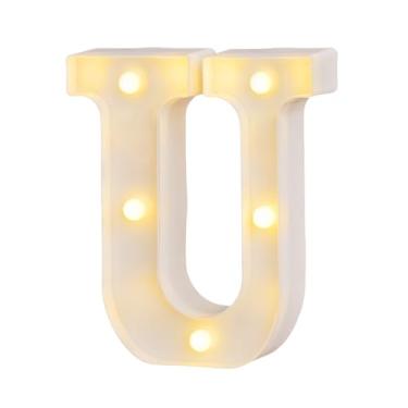 Imagem de Letras para letreiro de LED, letreiro para casamento, festa de aniversário, decoração de Natal, luz noturna e alfabeto de bar doméstico (U)