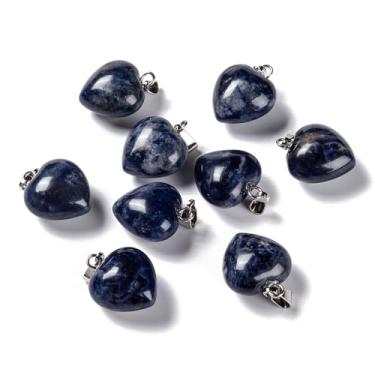 Imagem de 10 pingentes de pedra de sodalita natural, pingentes de pedra de cristal de rocha com laço para colar faça você mesmo, brincos, pulseiras, joias, enfeite para pendurar no dia dos namorados