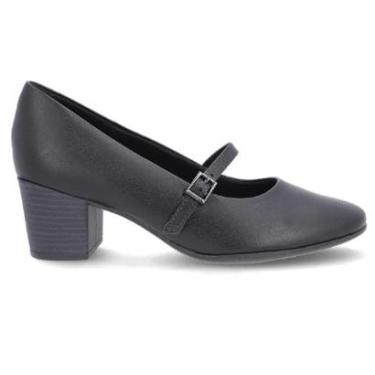 Imagem de Sapato Usaflex Couro Salto Bloco Tipo Boneca com Fivela-Feminino