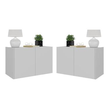 Imagem de Kit 2 Mesas De Cabeceira Suspensas 2 Portas Multimóveis Mp4137 Branco Branco