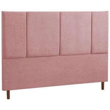 Imagem de Cabeceira Estofada Casal Panamá Veludo Rosa 140 Cm