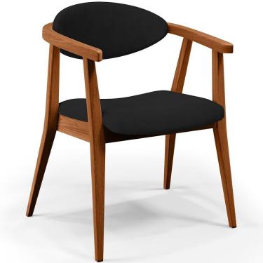 Imagem de Poltrona Decorativa Para Sala De Estar Jantar Cecília L02 Suede Preto