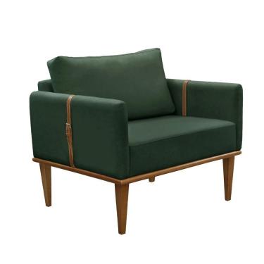 Imagem de Poltrona Milla Luxo Madeira Maciça Castellar Móbile Veludo Verde Veludo Verde