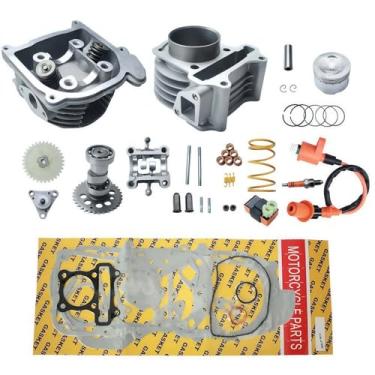 Imagem de Kit de reconstrução de cilindro grande de 50 mm de alto desempenho com válvulas de 69 mm/64 mm Assy bobina de ignição CDI vela de ignição para motor 139QMB 139QMA Scooter Moped ATV Go-Kart (válvula de
