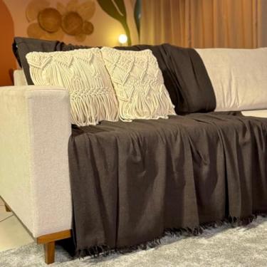 Imagem de Manta para Sofá King Gigante 300 x 180 100% Algodão Protetor e Decorativo – Conforto e Elegância para Sua Sala (King Marrom Escuro)