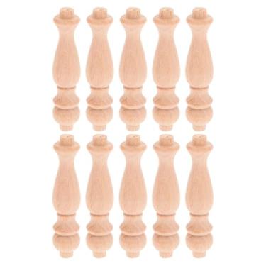 Imagem de POPETPOP 10 peças de eixos de madeira maciça sem pintura para trilhos interiores colunas de balaústres decorativos de varanda