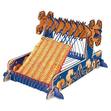 Imagem de Fancyes Máquina de Tricô Manual Tradicional para Crianças - Brinquedo com Fios Inclusos - 19,5 x 19,5 x 19 cm - Ideal para Artesanato - Feita à Mão com