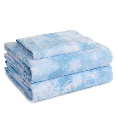 Imagem de LONAVA Conjunto de lençóis de flanela 100% algodão orgânico, quente e aconchegante, aveludado, macio, pesado - flanela escovada dupla, lençóis de cama com bolso profundo de 40,6 cm (twin, floco de