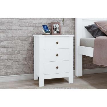 Imagem de Mesa Cabeceira Casal Maggiore C/ 3 Gavetas Branco - Lopas