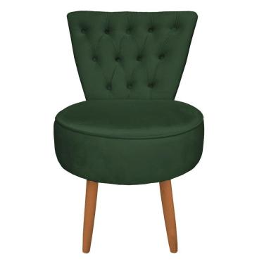 Imagem de Mocho Capitonê Veludo Pés Palito Castanho Verde