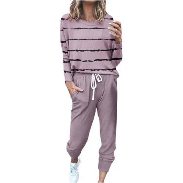 Imagem de Outfit hmbudp Fall 2024, 2 peças para mulheres, XXL, listrada/bloco co