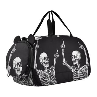 Imagem de Quteprint Bolsa esportiva infantil para meninos e meninas – Bolsa de ginástica 100% poliéster com compartimento separado para sapatos, alça de ombro ajustável, bolsa compacta para viagem e treino