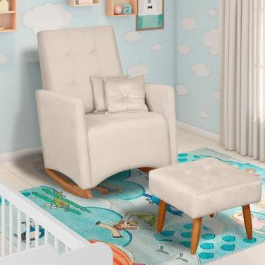 Imagem de Poltrona Amamentação Ana Com Puff Movellu Home, Veludo Off