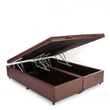 Imagem de Cama Box Baú Queen 158 Bipartido Bello Box - Tecido Sintético Marrom