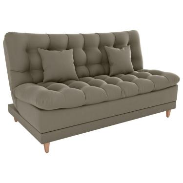 Imagem de Sofa Cama 2 Lugares 185 Cm Duda Veludo Maserati Milani Store Marrom Claro