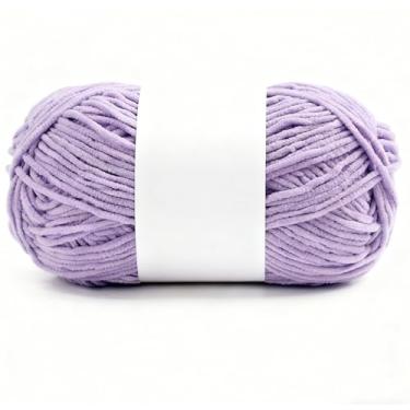 Imagem de Fio de veludo para crochê, cobertor volumoso de chenille macio, fio amigurumi, 40 g (100 jardas) 1 pacote (15 azul de neve roxo)