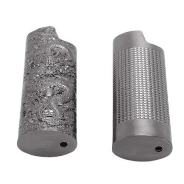 Imagem de Phefop Capa de Isqueiro de Metal Vintage Em Liga de Zinco, Tampa Protetora Anti-queda Com Padrão de Dragão Em Relevo Estereoscópico para Presentes de Viagens Ao Ar Livre (Cinza)