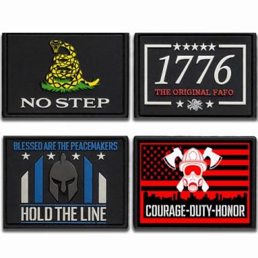 Imagem de Pacote de remendo tático – Pacote Defender 3D PVC Moral Patch – Adesivos patrióticos americanos resistentes para militares, polícia, exército, bonés, jaquetas, calças e equipamentos (Defensor)