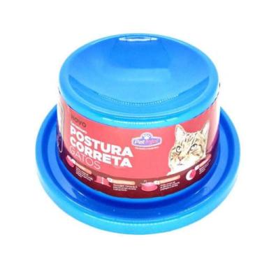 Imagem de Comedouro Elevado Antiformiga P/ Gatos Postura Correta RosaAzulPreto -