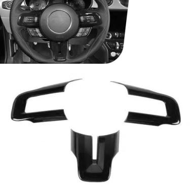Imagem de Dogary Acabamento de volante Mustang, acessórios de ajuste de proteção personalizados ABS criativos, compatíveis com Ford Mustang 2015 2016 2017 2018 2019 2020 2021 (preto)