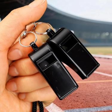 Imagem de Apito de árbitro de competições esportivas profissionais com cordão para uso ao ar livre alto decibel portátil apito de sinal de resgate (preto)
