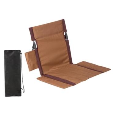 Imagem de Generic Cadeira dobrável com encosto para camping ao ar livre, ideal para uso no chão. Acompanha bolsa de transporte e almofada para cadeira, Marrom