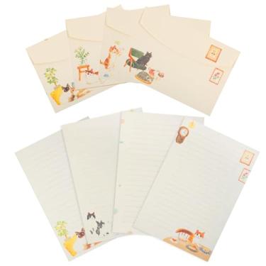 Imagem de FNANJWQ Conjunto de papel de escrita e envelopes para gatos, conjunto de papelaria com tema de gato fofo e quente, design de gatinho para convites, decorações de presentes, festas de fim de ano, 24