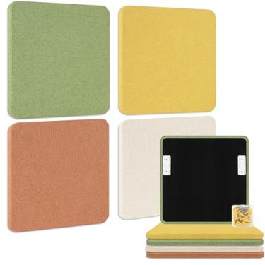 Imagem de BUBOS 4 peças painéis acústicos de tecido 60 x 60 cm painéis decorativos de amortecimento de som, painéis de absorção de som para estúdios, escritório, home theater, brasa