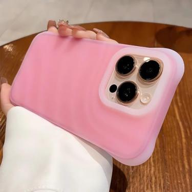 Imagem de Capa de silicone macia à prova de choque Ripple Jelly para iPhone 14, 13, 15, 16 Pro Max, capa protetora fosca e espessada, rosa, para iPhone 14