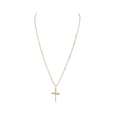 Imagem de Corrente Tijolinho com Pingente Cruz Prego Cordão fina - A.R Variedade