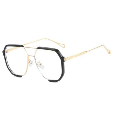 Imagem de Óculos de Sol Oversized Feminino Unissex em Metal com Proteção UV400 para Esportes ao Ar Livre, Corrida e Ciclismo, Dourado e Transparente