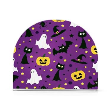 Imagem de JUZIHAI Suporte de guardanapo fantasma de Halloween para mesa dispensador de guardanapo em pé de acrílico suporte de lenços de mesa independente para cozinha sala de jantar bar festa decoração de casa