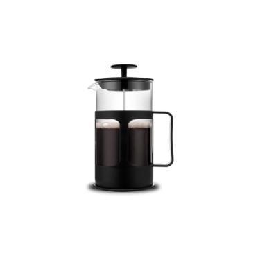 Imagem de Cafeteira Francesa de Vidro Borossilicato, 350ml, Preta, com Filtro em Aço Inoxidável, Alça Ergonômica, 15cm x 8cm