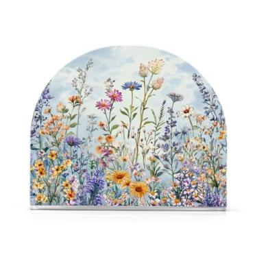Imagem de JUZIHAI Porta-guardanapos de flores para mesa dispensador de guardanapos de acrílico para mesa suporte de lenços independente para cozinha sala de jantar bar festa decoração de casa