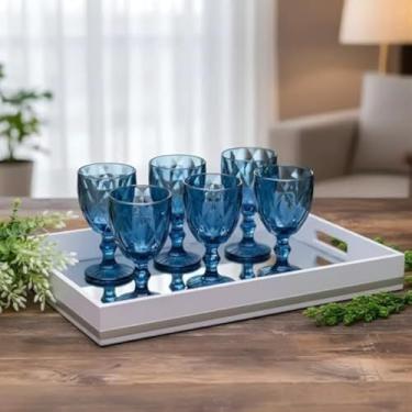 Imagem de Tacas de vidro para agua ou vinho, elegante, formato, cristalino, resistente, 330ml, prateado