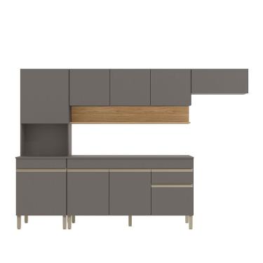 Imagem de Cozinha (com Balcão Com Tampo) 9 Portas 1 Gaveta Line - Ssx Multicoisas Gris-gris-cp-freijo