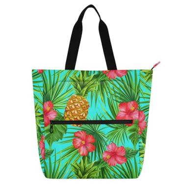 Imagem de Tropical Pineapples Oxford Book Tote Bag para crianças e adultos, resistente à água, bolsa de mão multiuso