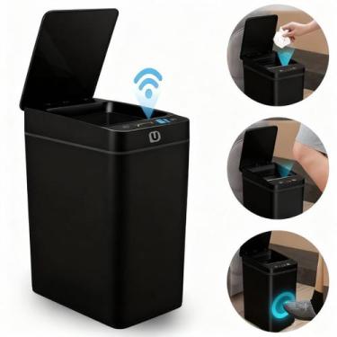 Imagem de Lixeira Inteligente 12L Automática Preta Sensor Sem Contato Vedação He