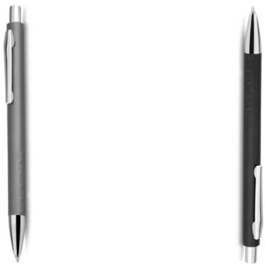 Imagem de Caneta Esferográfica em Alumínio, Escrita Azul, Retrátil com Grip Antiderrapante, Uso Profissional, 10 Unidades (Cinza e Preto)