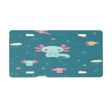 Imagem de Linda placa de licença verde salamandra para frente do carro placas de carro alumínio metal adequado para caminhão placa de porta de carro bar café acessórios automotivos para homens mulheres 15 x 30