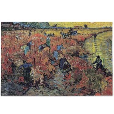 Imagem de Quebra-cabeça adulto Vincent Vangogh Red Vineyard 500 peças presentes divertidos de elefantes brancos presentes exclusivos com estampa de animais, 52 cm x 37,8 cm