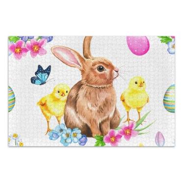 Imagem de Quebra-cabeça para adultos 1000 peças aquarela coelho primavera flores família brinquedo arte homens presentes únicos engraçados, 75 x 40 centímetros