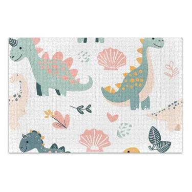 Imagem de Quebra-cabeças florais de safári de dinossauro verde, 1000 peças, impressão de arte animal, presentes personalizados para homens, presentes exclusivos para a família, elefante branco, 75 x 40 cm