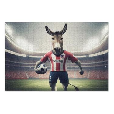 Imagem de Quebra-cabeça para adultos 1000 peças futebol burro atacante brinquedo vermelho arte divertido quebra-cabeça duro divertido bobo, 75 x 40 centímetros