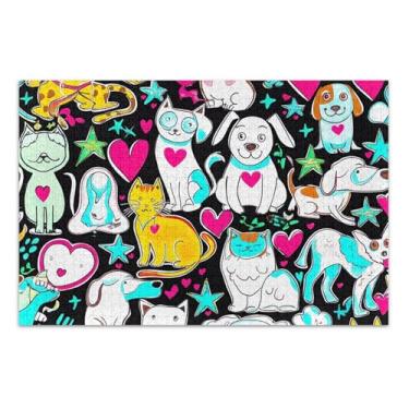 Imagem de Quebra-cabeças para adultos 500 peças presentes para jogo de elefante branco difícil grande quebra-cabeça pintura animal decoração gatos peculiares cães escuros, 51 x 35 centímetros