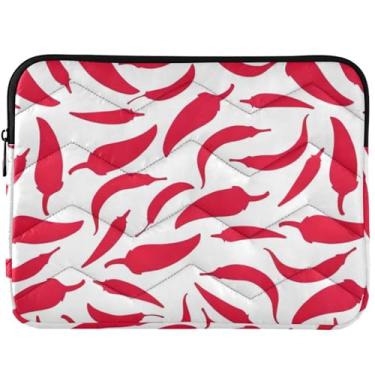 Imagem de Capa para notebook Chili Peppers vermelha e branca para laptop para MacBook de 13 polegadas, capa para laptop fofa, universal de 13 a 14 polegadas
