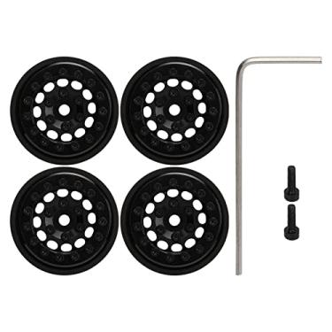 Imagem de RiToEasysports Aro da Roda Beadlock, Cubo de Roda Beadlock RC de 1,0 Polegadas Com Material de Metal para FMS FCX24 Upgrade E1/24 Crawler (Preto)
