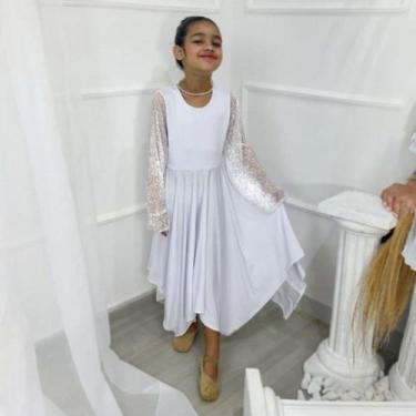 Imagem de Vestido Infantil de Dança Coreografia ASA Moda Meninas, Branco, 2