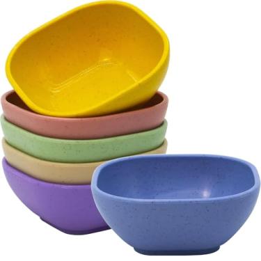 Imagem de MKYHBOO Pratos de molho de soja de palha de trigo, 6 tigelas de sobremesa pequenas, tigela inquebrável de 156 g, mini tigelas de preparação de 9,4 cm, conjunto de tigelas de beliscar Q